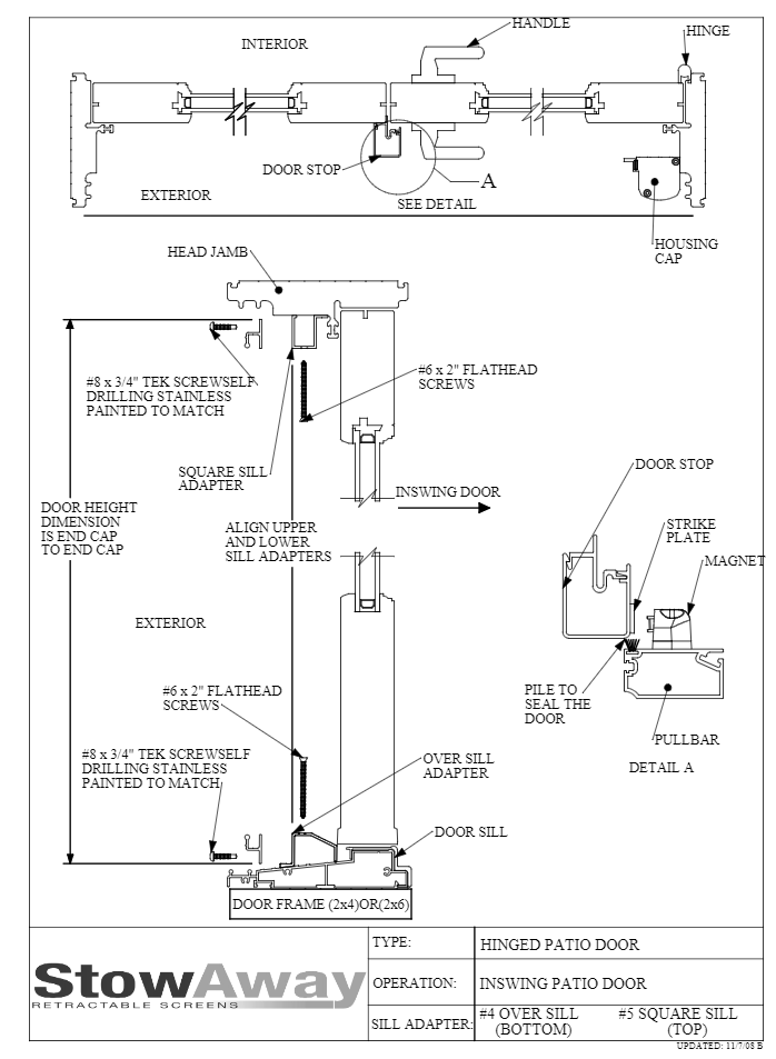 Sliding Patio Door Square Top & Over Bottom Sill